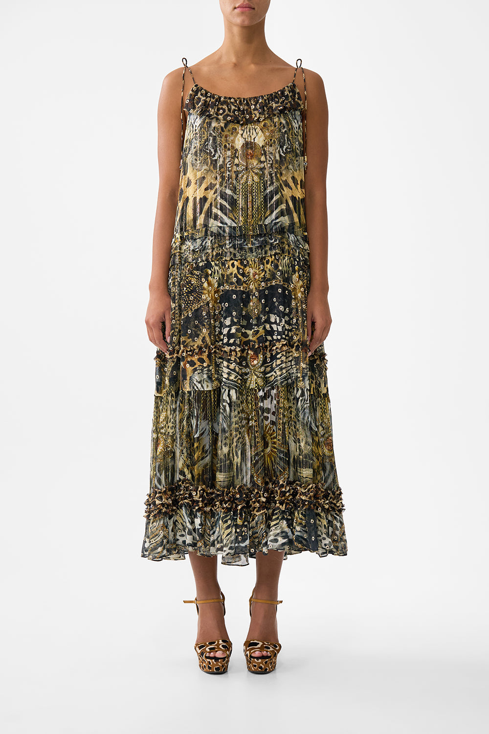 CAMILLA_00038586_GATHERED_TIERED_DRESS_WITH_FRILL_DETAIL_FELINE_FOLKLORE_1